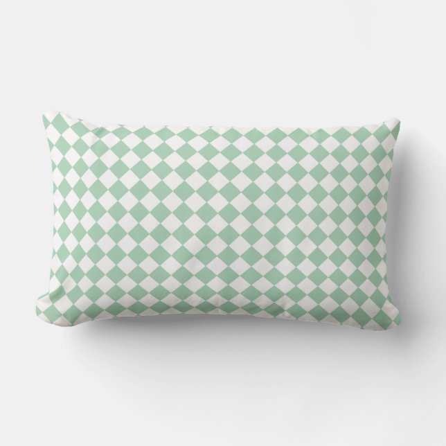 Coussin Rectangle Motif diamant Green White Checker (Recto)