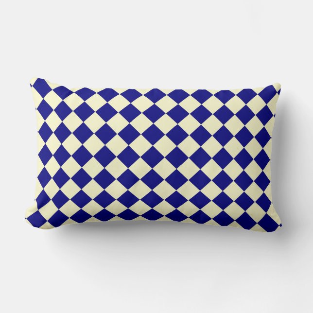 Coussin Rectangle Motif diamant jaune bleu Checker (Recto)