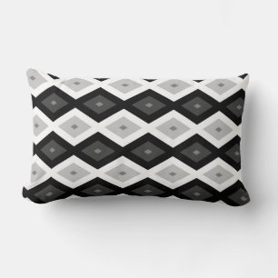 Coussin Rectangle Motif diamant noir, blanc et gris
