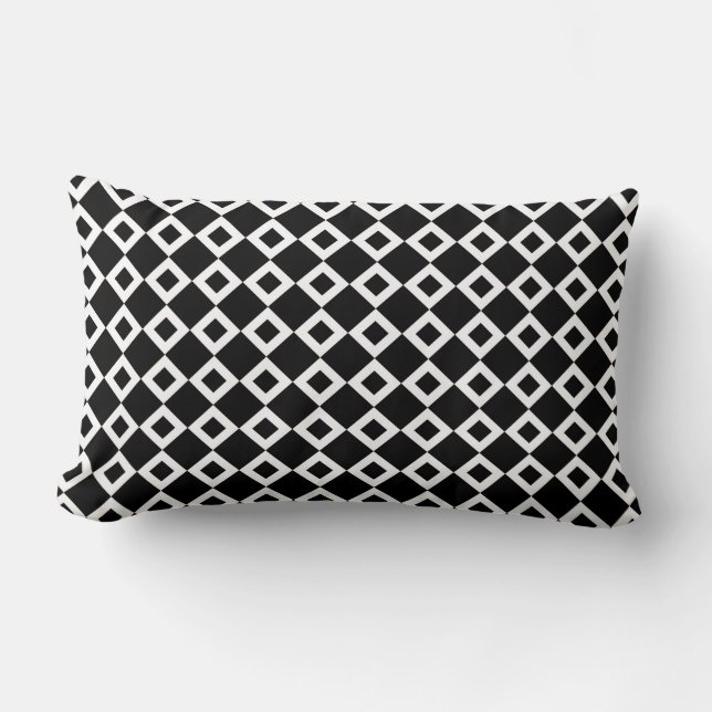 Coussin Rectangle Motif Diamant noir et blanc (Recto)