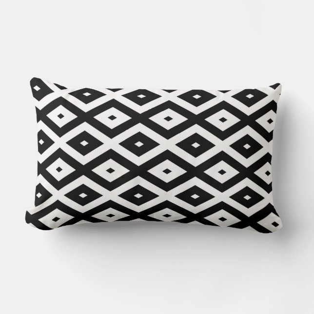 Coussin Rectangle Motif diamant noir et blanc (Recto)