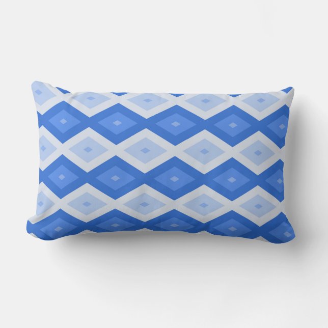 Coussin Rectangle Motif diamant nuances de bleu (Recto)