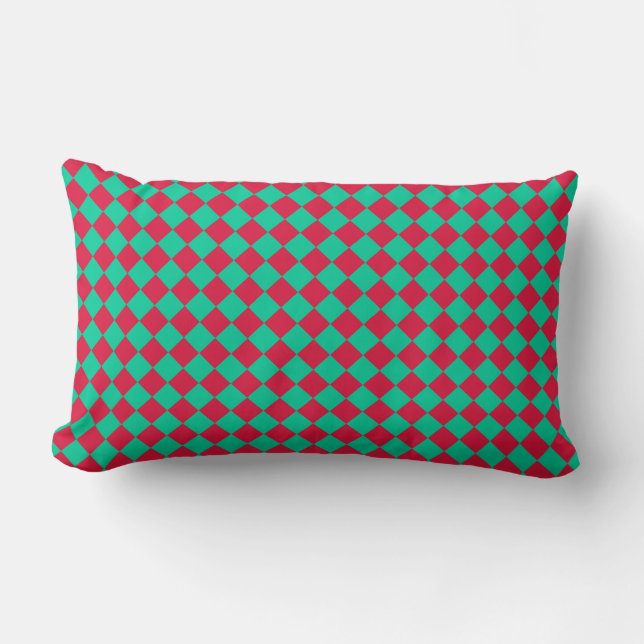 Coussin Rectangle Motif diamant Red Green Checker (Recto)