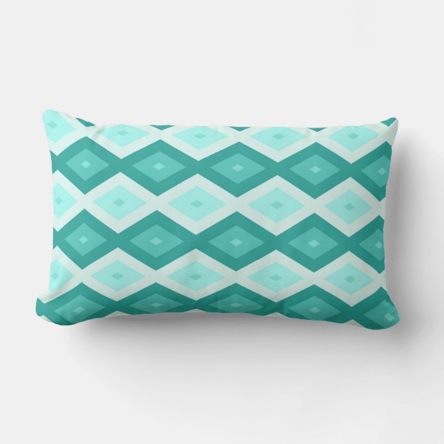 Coussin Rectangle Motif diamant turquoise (Recto)