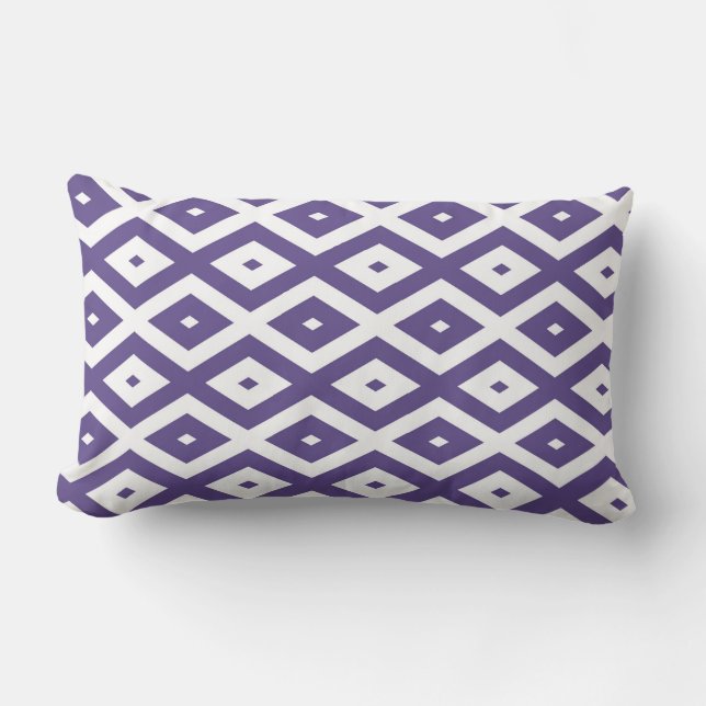 Coussin Rectangle Motif diamant ultra violet et blanc (Recto)