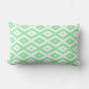 Coussin Rectangle Motif diamant vert et blanc