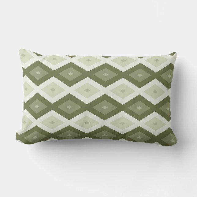 Coussin Rectangle Motif diamant vert olive (Recto)