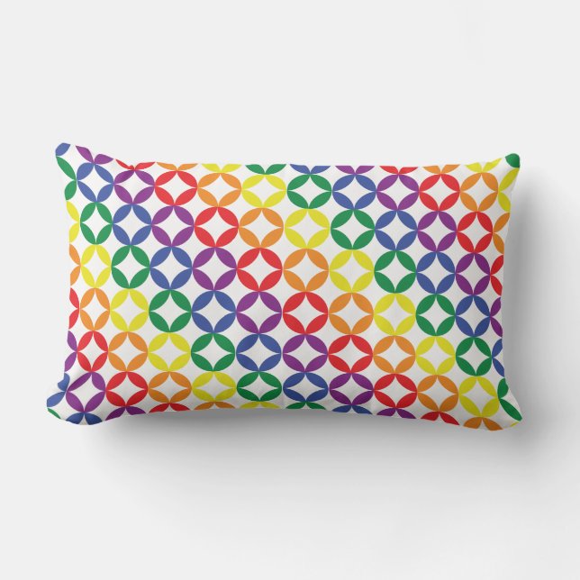 Coussin Rectangle Motif diamants arc-en-ciel chic tendance (Recto)
