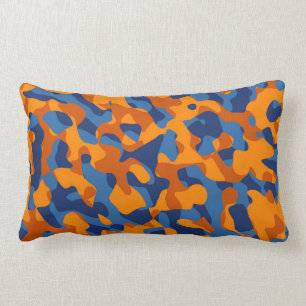 Coussin Rectangle Motif d'impression du camouflage bleu orange