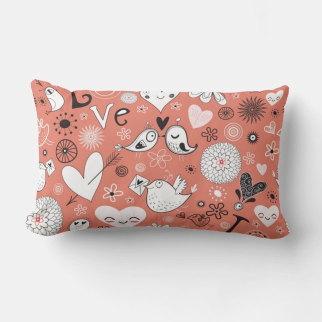 Coussin Rectangle Motif d'inséparables (Recto)