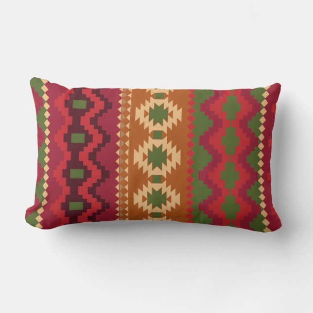 Coussin Rectangle motif du sud-ouest rouge - art abstrait de l'ouest (Recto)
