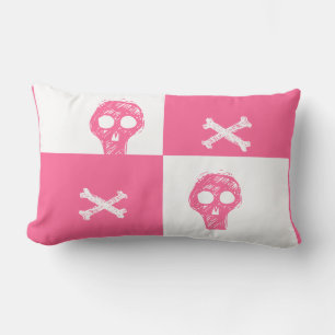Coussin Rectangle motif du tableau à chèques rose et blanc