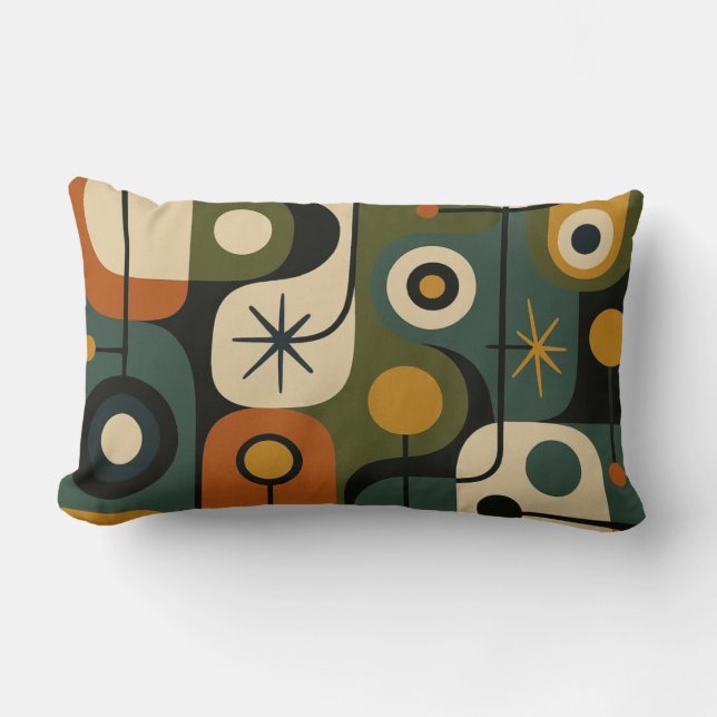 Coussin Rectangle Motif Éclaté de Style Mid Century Modern (Recto)