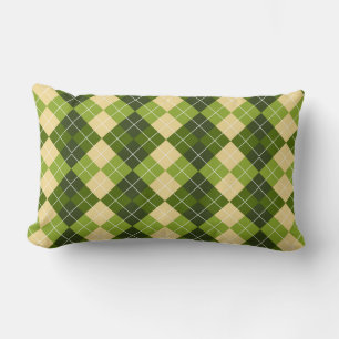 Coussin Rectangle Motif élégant Argyle en losange vert et jaune