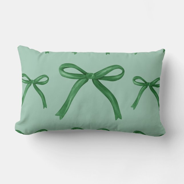 Coussin Rectangle Motif élégant de noeud vert mignon (Recto)