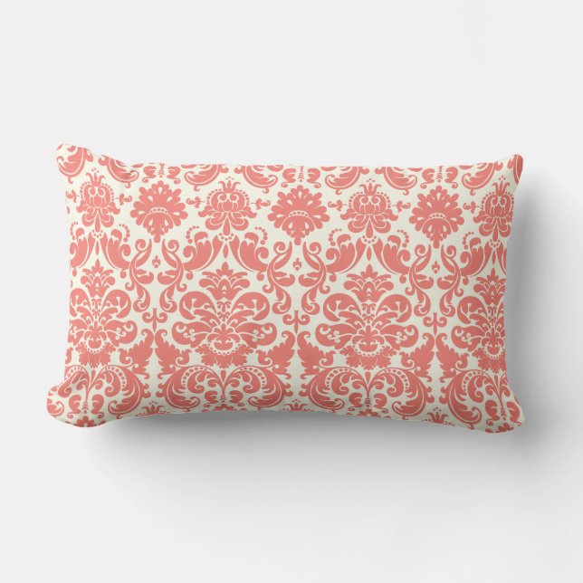 Coussin Rectangle Motif élégant rose et en ivoire de corail de (Recto)
