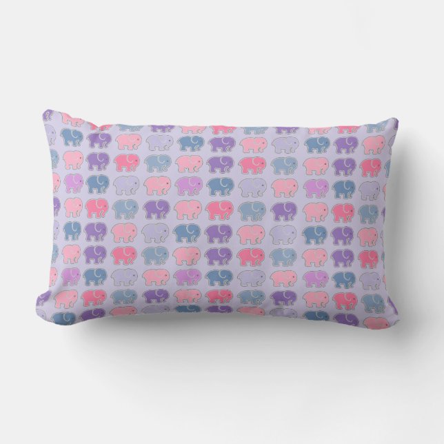 Coussin Rectangle Motif éléphant violet de dessin animé mignon (Recto)