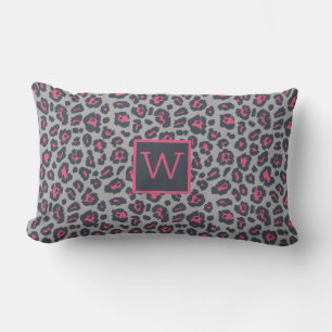 Coussin Rectangle Motif Empreinte de léopard Chic Monogram Hot Rose