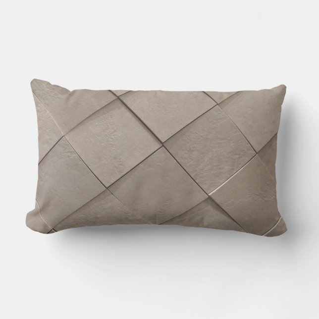 Coussin Rectangle Motif en carreaux beige de sable ivoire (Recto)