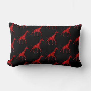 Coussin Rectangle Motif en carreaux de Giraffe rouge romantique