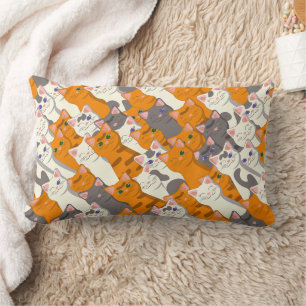 Coussin Rectangle Motif en diagonale du chat noir blanc gingembre