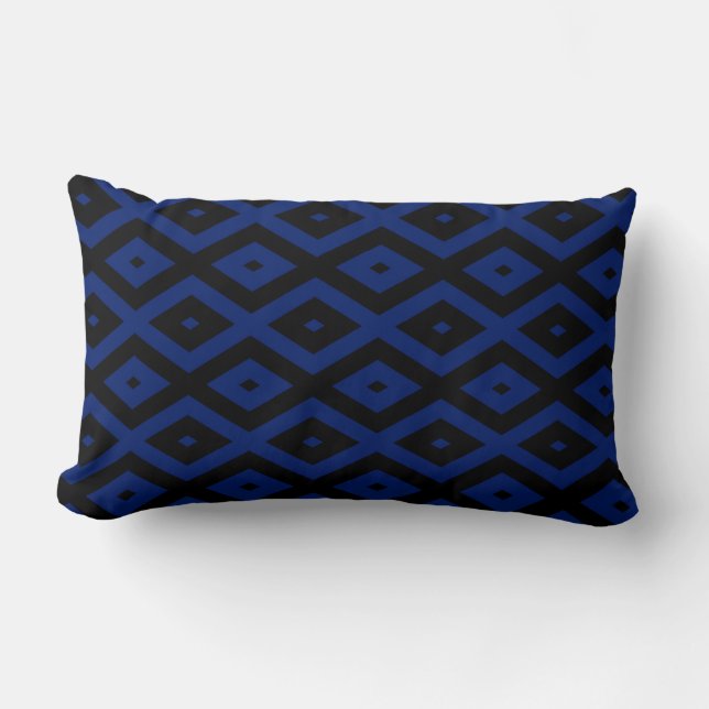 Coussin Rectangle Motif en diamant bleu et noir (Recto)