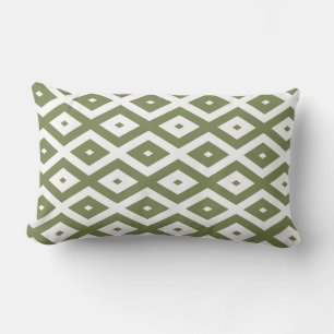 Coussin Rectangle Motif en diamant vert et blanc