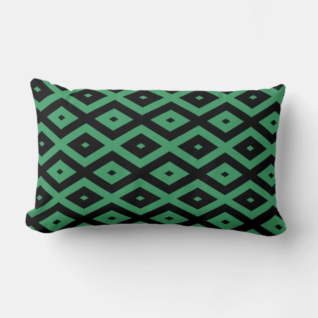 Coussin Rectangle Motif en diamant vert et noir (Recto)