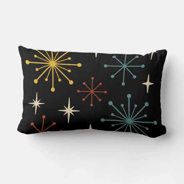 Coussin Rectangle Motif en explosion d'étoiles rétro moderne du mili (Verso)