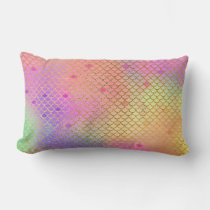 Coussin Rectangle Motif en pastel coloré de sirène d'Ombre