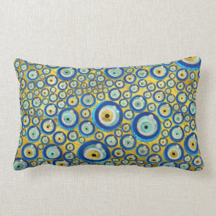 Coussin Rectangle Motif en verre bleu grec d'amulette d'oeil mauvais