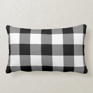 Coussin Rectangle Motif En vichy noir et blanc
