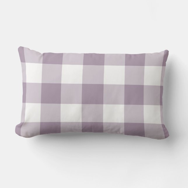 Coussin Rectangle Motif En vichy violet et blanc (Recto)