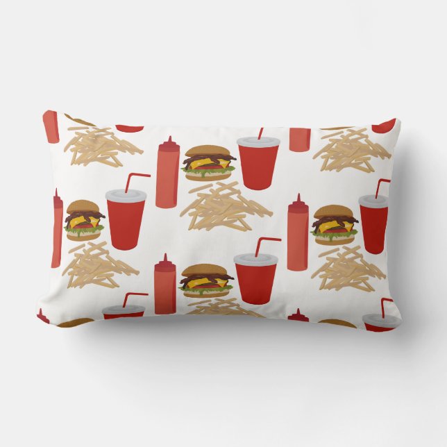 Coussin Rectangle Motif Fast Food Burger Fries (Recto)