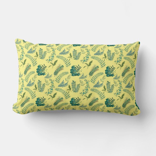 Coussin Rectangle Motif feuille 10.bw LYellow BG (Recto)