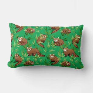 Coussin Rectangle Motif Feuille Red Panda & Bamboo