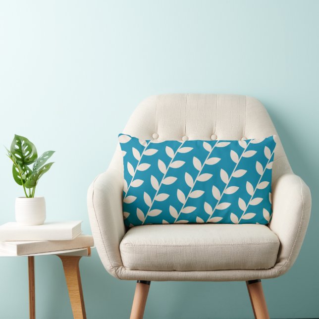 Coussin Rectangle Motif Feuille rétro bleu personnalisé (Chaise)