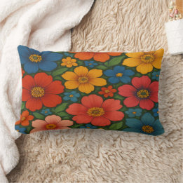 Coussin Rectangle Motif Fleur sauvage transparent