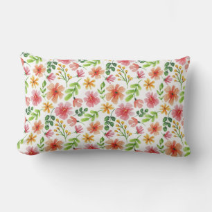 Coussin Rectangle Motif Fleurs Roses Aquarelle-69677