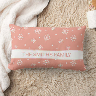 Coussin Rectangle Motif Flocons de Neige Personnalisé Minimaliste