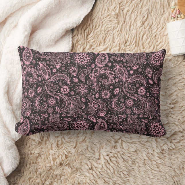 Coussin Rectangle Motif floral à motifs cachemire de style boho en b (Couverture)