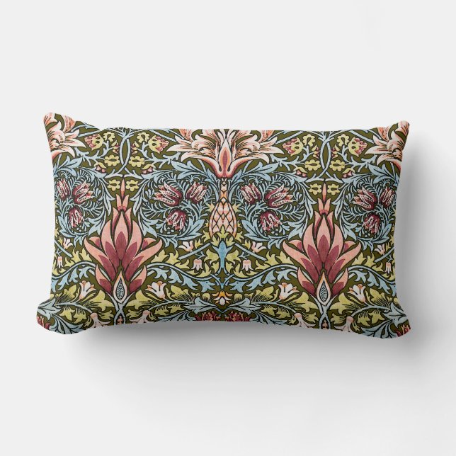 Coussin Rectangle Motif floral à tête de serpent de William Morris (Recto)