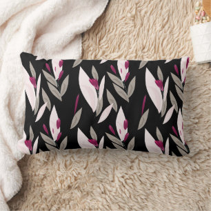 Coussin Rectangle Motif floral abstrait rouge violet noir