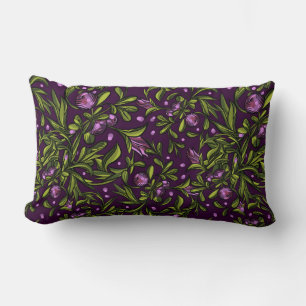 Coussin Rectangle Motif floral artistique : fleurs violettes