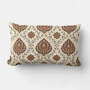 Coussin Rectangle Motif floral damask or Bourgogne de luxe