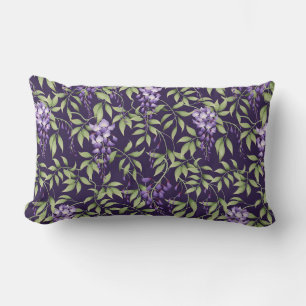 Coussin Rectangle Motif floral de feuilles vertes et de glycine