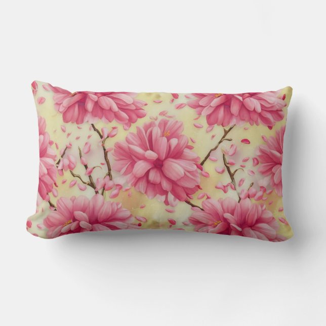Coussin Rectangle "Motif floral de fleurs de cerisier d'aquarelle" (Recto)