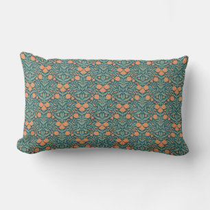 Coussin Rectangle Motif floral de style Art nouveau orange en forme