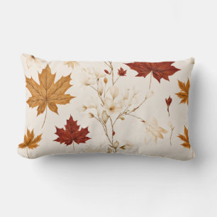 Coussin Rectangle Motif floral d'hiver aux feuilles d'érable Bohème