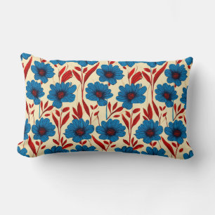 Coussin Rectangle Motif floral élégant avec des fleurs bleues vibran